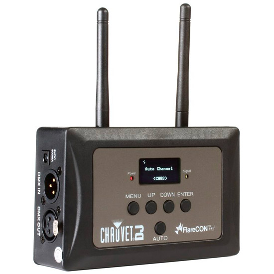 A wireless transmitter with two microphones attached to it.